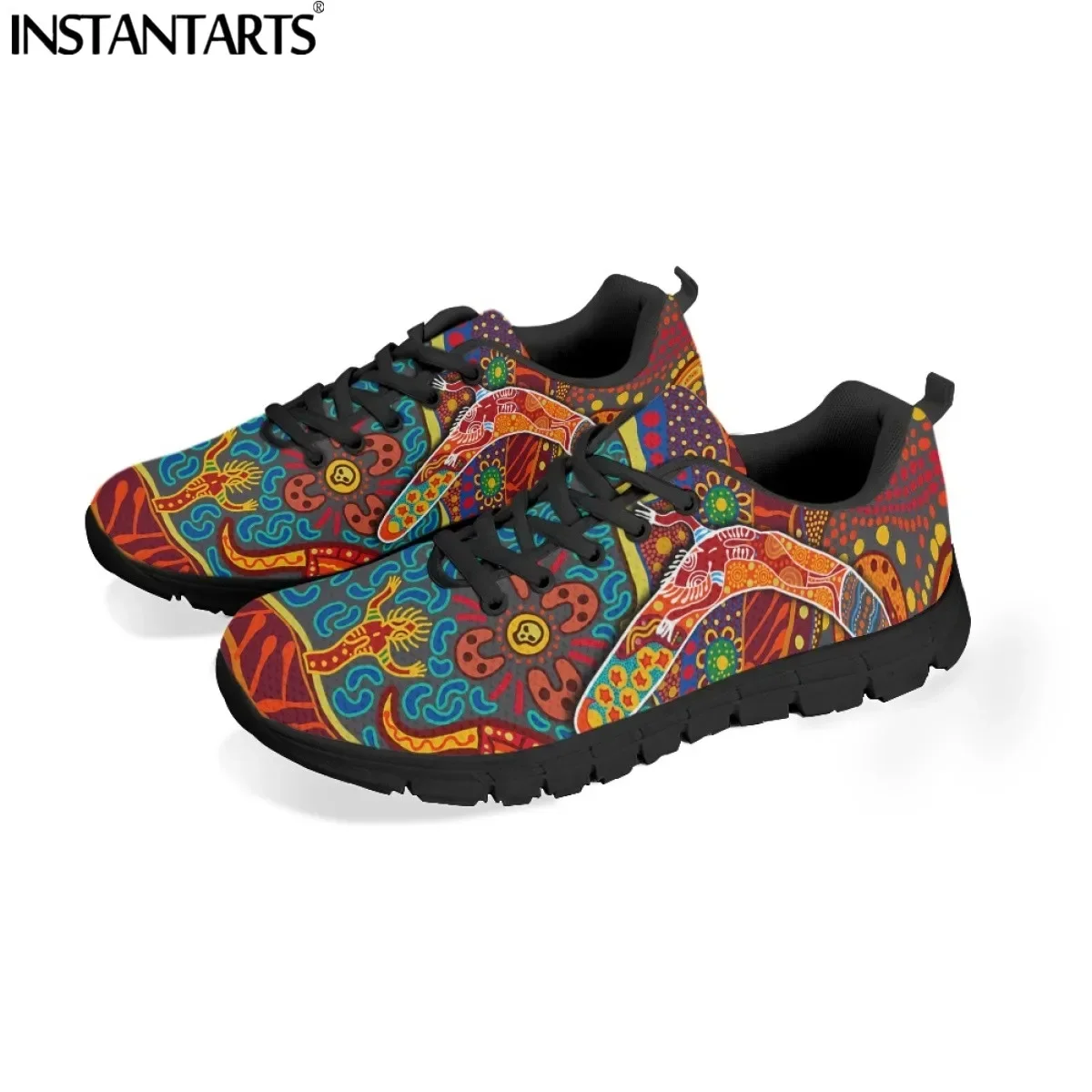 Australia Aboriginal Art Lace-up Mesh Sneaker Shoes For Women New Fashion Ladies Couple Flats Comfort Light Footwear