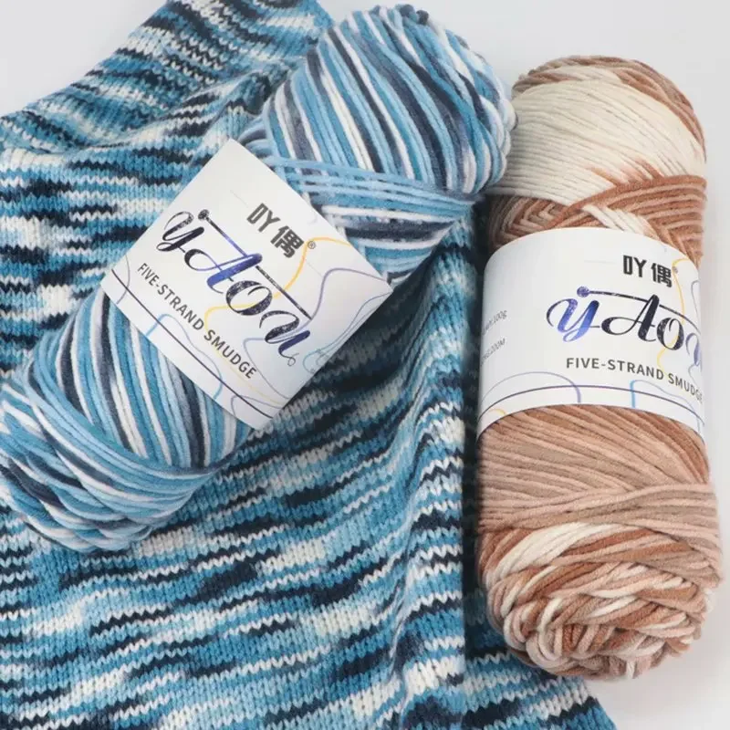 100g/ball Gradient Colored Cotton Yarn Soft Knitted Warm Scarf Sweater DIY Material Crochet Yarn 5-strand Medium Thick Yarn 5