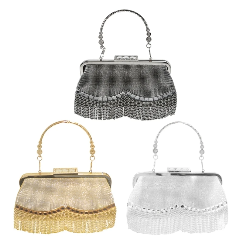 

Womens Tassel Evening Bags Tassel for Rhinestone Purse Crystal Bag Wedding Party Bridal Crossbody Bag
