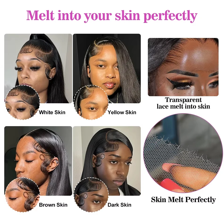 200 Density Bone Straight 13x4 13x6 Lace Frontal Human Hair Wig 30 40 Inch Preplucked Brazilian 5x5 Glueless Lace Closure Wigs