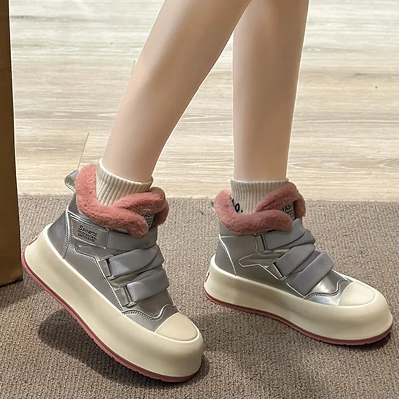 

Женские меховые ботильоны для снежной погоды, зимние теплые хлопковые ботинки на плоской платформе, женские повседневные короткие плюшевые ботинки, удобная прогулочная обувь для женщин, 2024