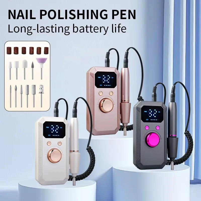 HD digital display polishing machine, professional nail gel polisher, electric portable nail drill, rechargeable and low noise