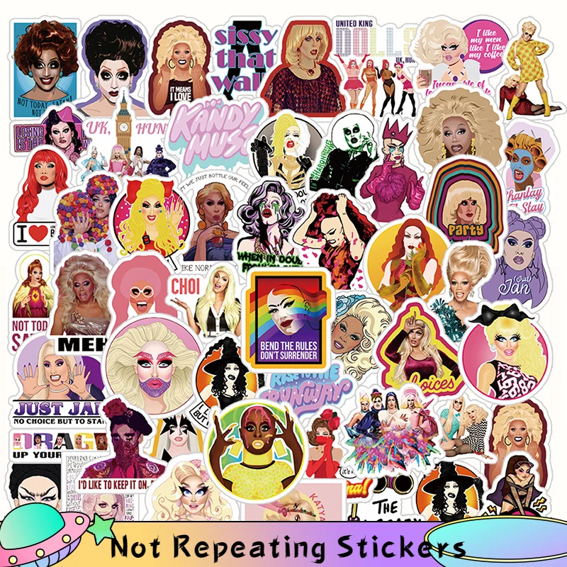 10/50Pcs/pack Drag Race Untucked Cartoon TV Series Waterproof Stickers For Diy Luggage Laptop Skateboard Case Helmet Suitcase