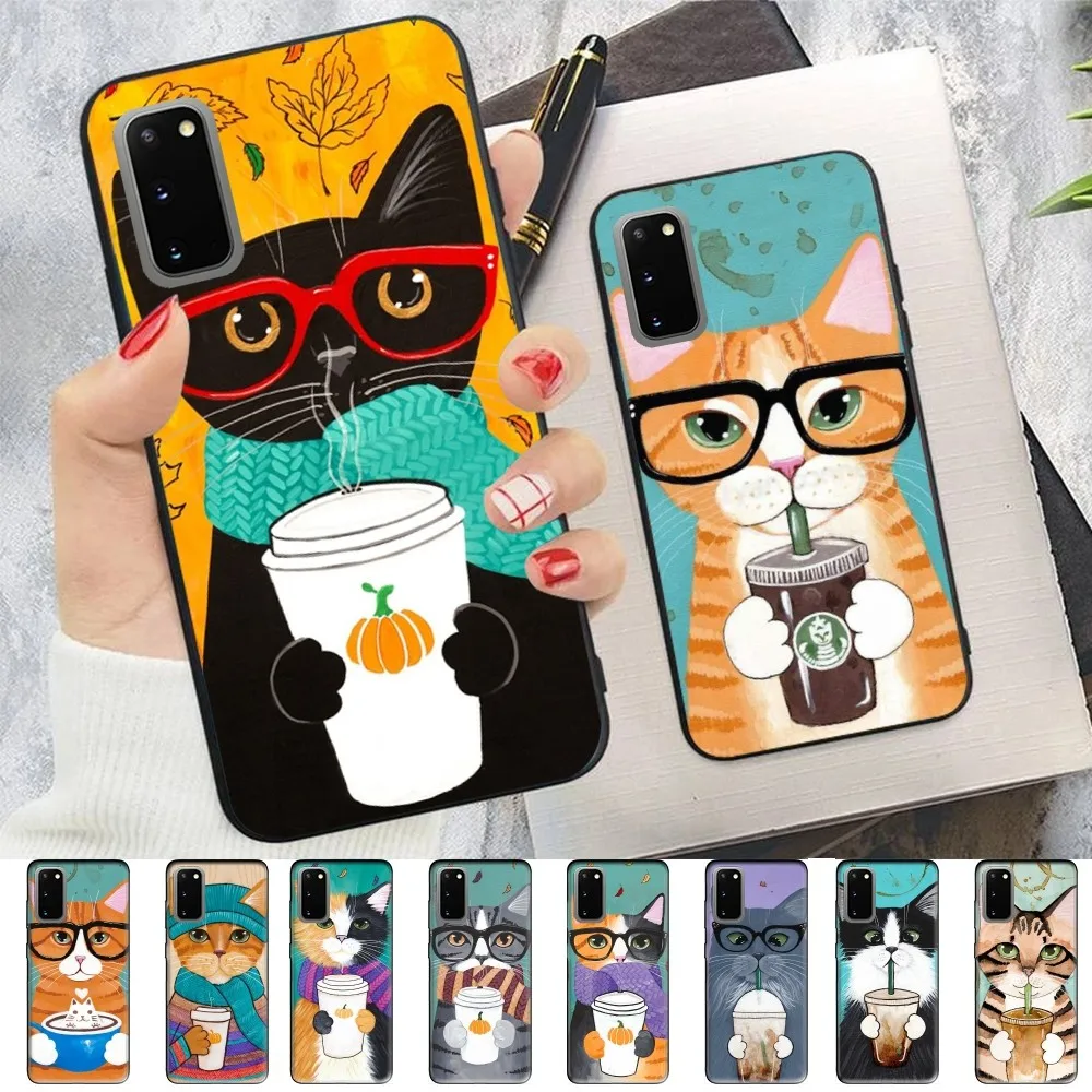 Coffee Milk Drink Bottle Cat Phone Case Per Samsung S 9 10 20 21 22 23 30 23Plus Lite Ultra Fe S10Lite Fundas