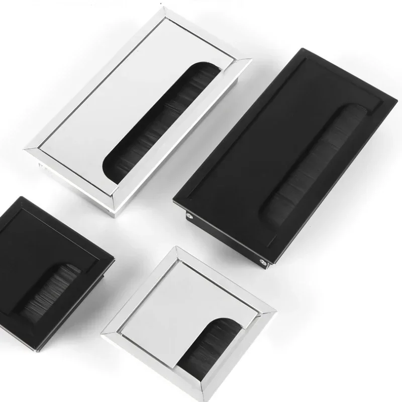 Alumínio Alloy Table Line Hole Cover Desk Outlet Desktop Hole Wire Decoração Retangular Threading Box Móveis Hardware