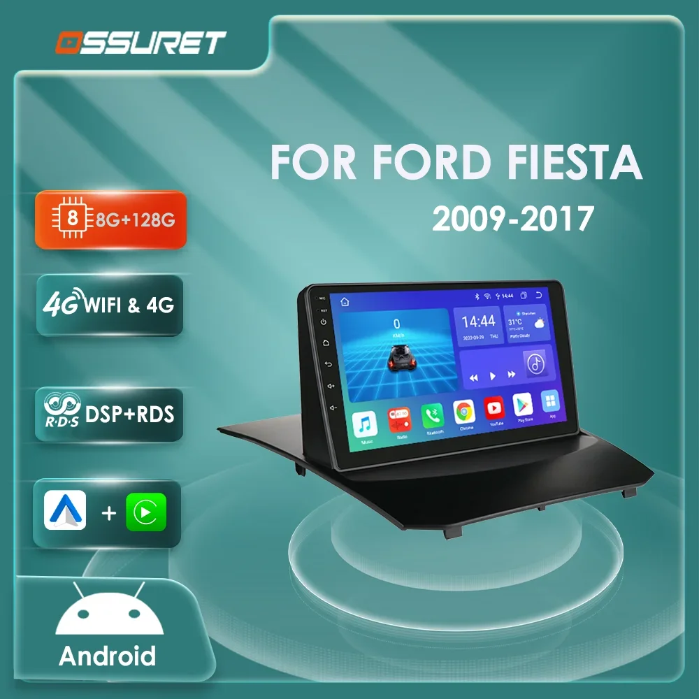 Автомагнитола на Android 12 для Ford Fiesta 2009 2010 2011-2017 мультимедийный видеоплеер 2din 7862 Восьмиядерный GPS стерео 4G dsp Carplay