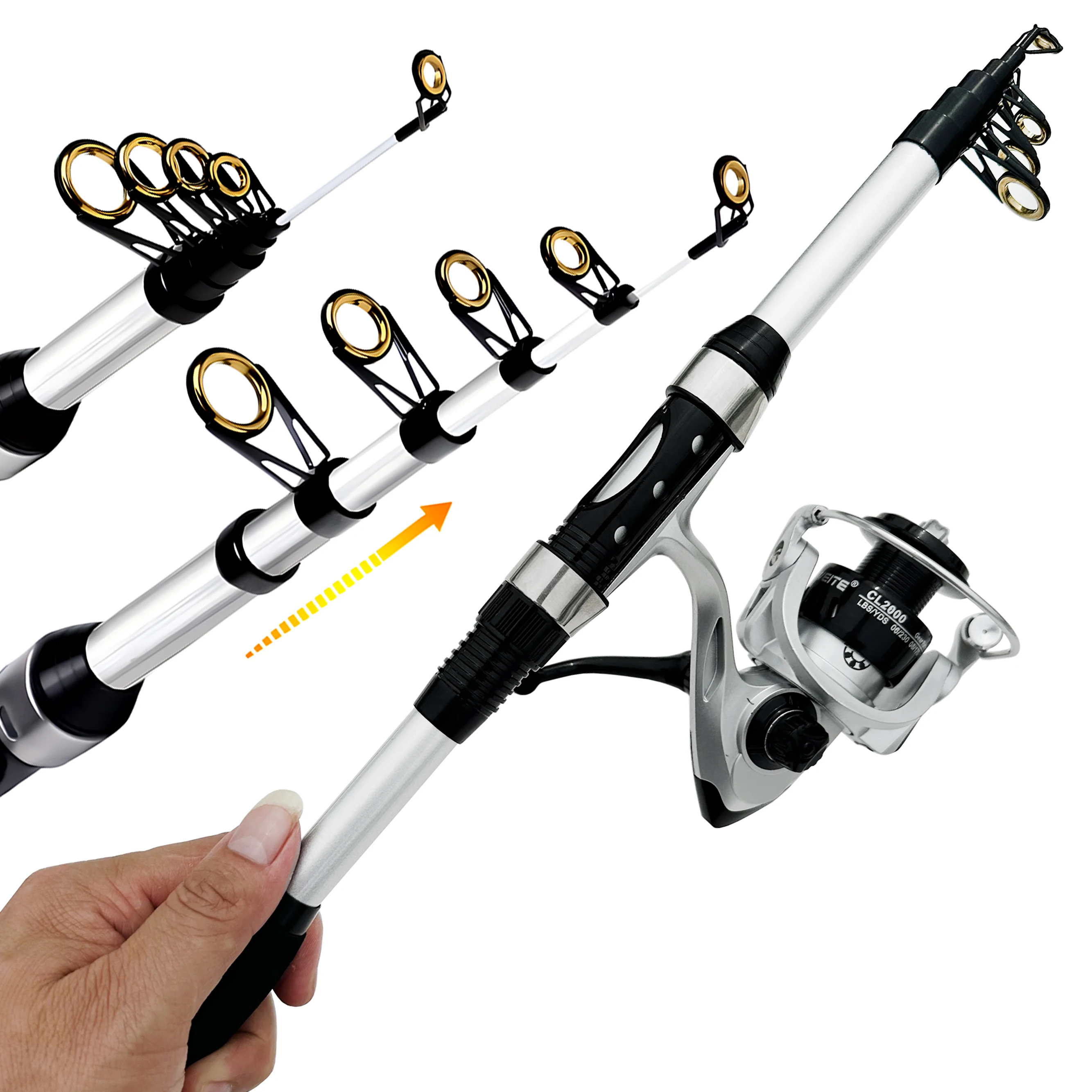GHOTDA NEW Carbon Fiber Spinning Fishing Rod Combo