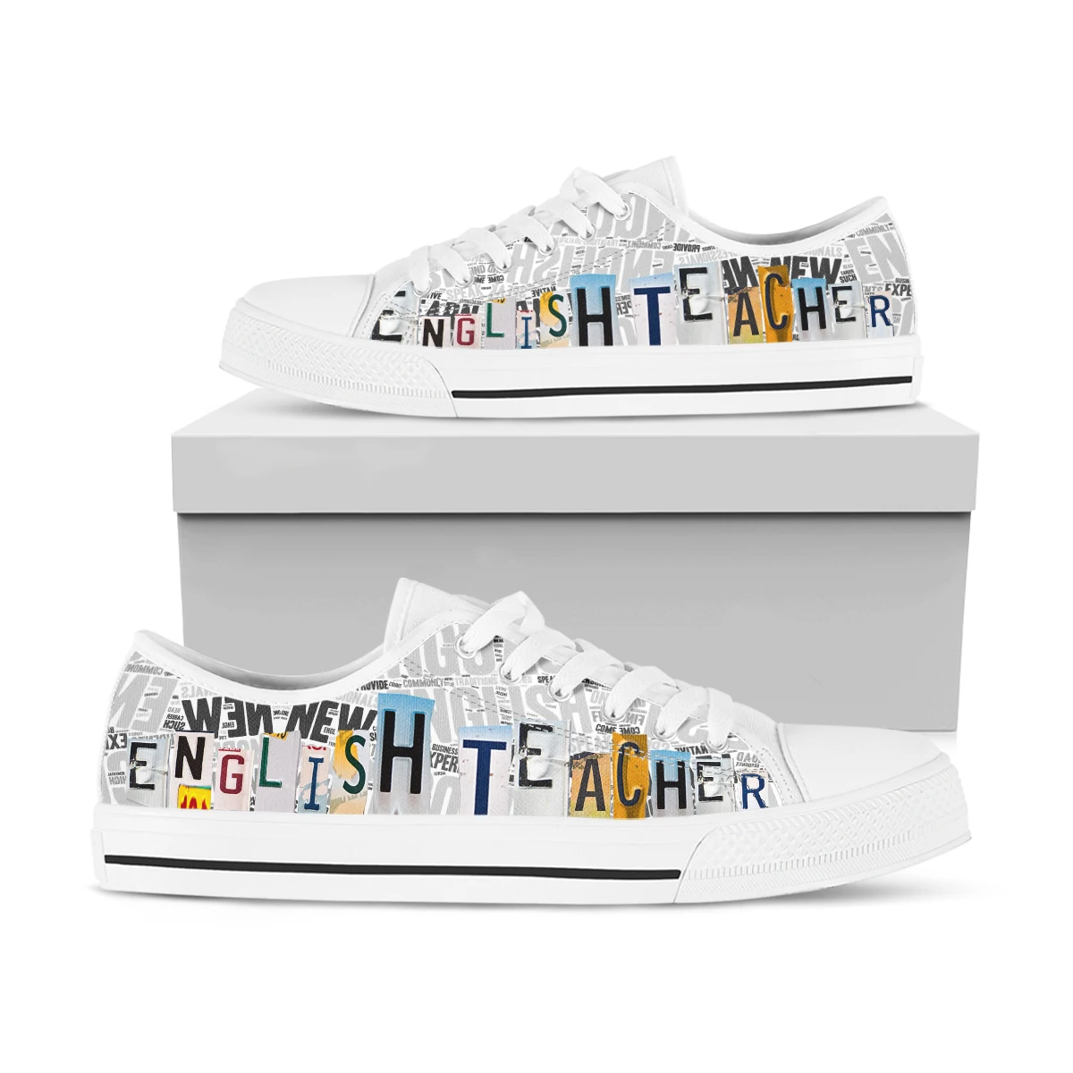 License Plate English Teacher Spring Autumn Women Low Top Canvas Shoes For Students Woman Casual Walking Canvas Sneakers