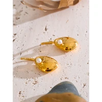 Yhpup 316L perles en acier inoxydable lisse géométrique boucles d'oreilles quotidiennes 18K plaqué PVD doré mode bijoux de haute qualité 2025 4