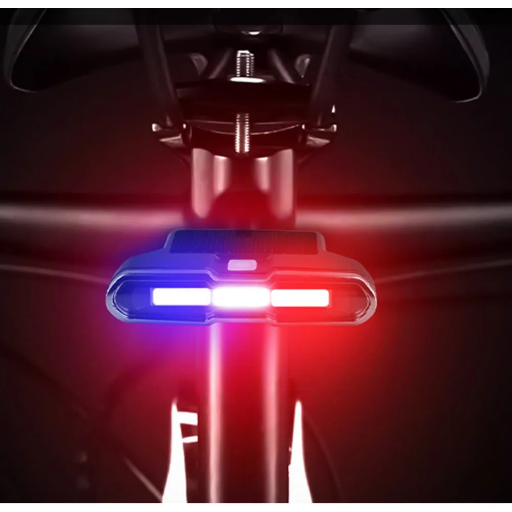 New Solar Powered Rechargeable Bicycle Warning Mountain Bike Creative Type-C Tri Color Tail Light_voghion.com
