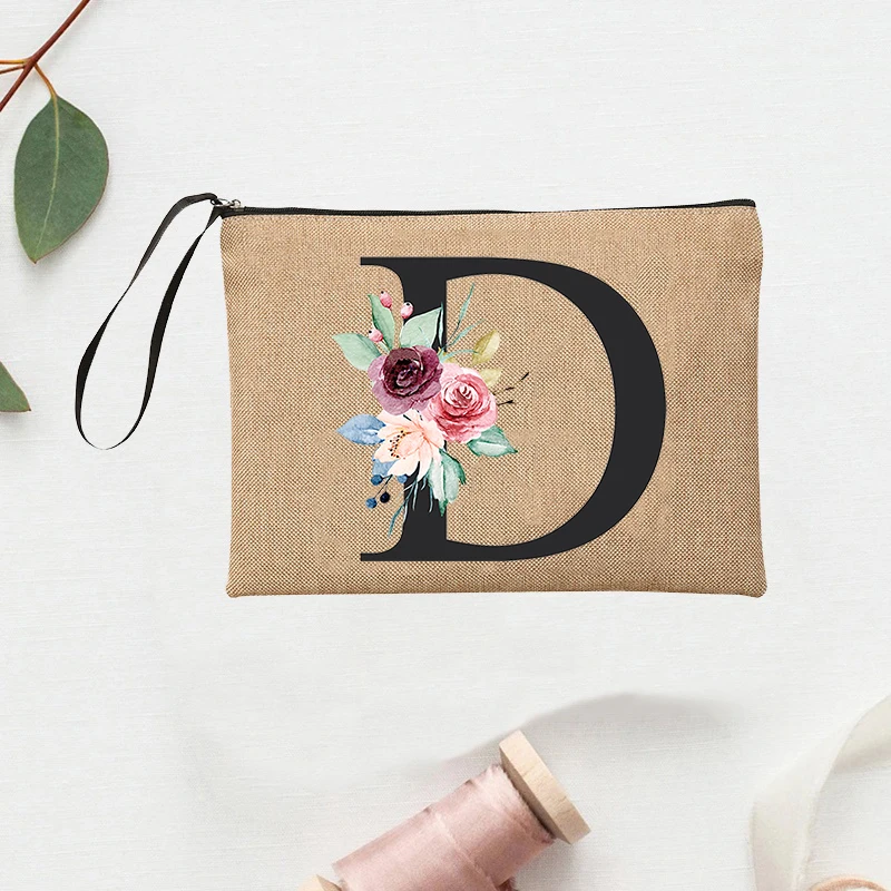 сумка для косметики органайзер кистей Custom Initial Summer Bag New Flower Letter Bolsa Feminina Bachelorette Clutch