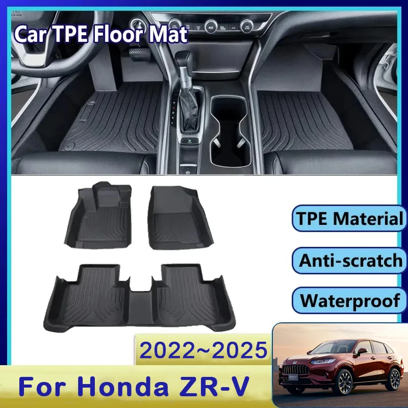 

Luxury Car Floor Mats For Honda ZR-V HR-V ZRV RZ 2022~ 2025 LHD Anti-dirty Pad Foot Carpets TPE Covers Full Set Auto Accessories