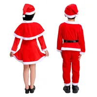 Costume de fête de noël chaud pour enfants d'hiver, manteau, pantalon, chapeau et couvre-chaussures, costume de jeu de rôle du père noël pour garçons et filles, Chri 6