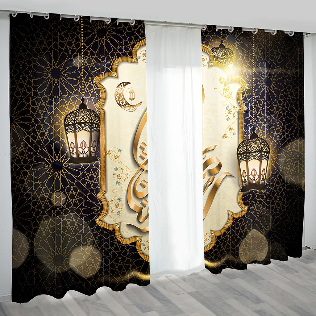 

Luxury Eid Home Decor Curtains Muslim Ramadan Curtains 2 Panel Islamic Living Room Bedroom Decor Curtains