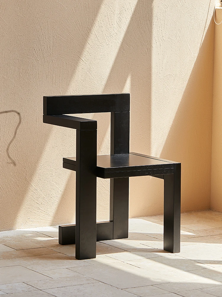 

Building Block Chair, Designer Leisure Chair, Solid Wood Dining Chair, Second-hand Internet Celebrity Black Creative Chair