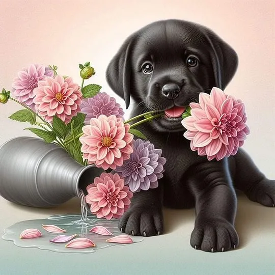 thumbnail image 1 of AZQSD - Pintura de diamante 5D con diseño de perro y flor, hecha a mano, para manualidades, bordado de animales, mosaico, punto de cruz, taladro completo, decoración del hogar, 1 of 5