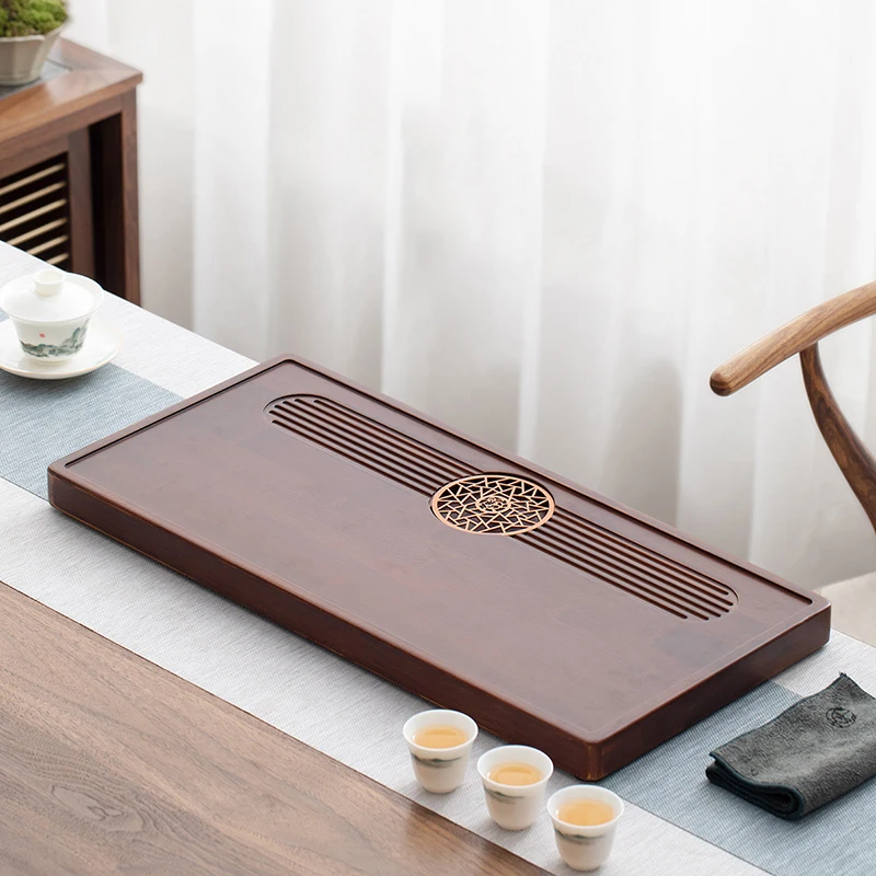 

Kung Fu Bamboo Tea Trays Table Luxury Pu Erh Chinese Tea Trays Party Drainage Vintage Tee Tablett Office Accessories WK50TT