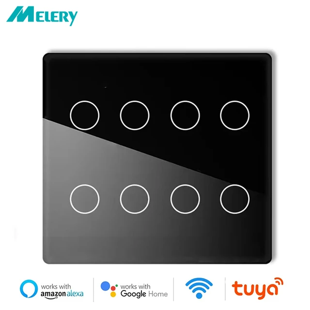 Brazil 4 4 Switch 4/6/8Gang Tuya WiFi Smart Life Light Wall Touch Sensor Interruptor Glass Panel Remote by Alexa Dot Google Home