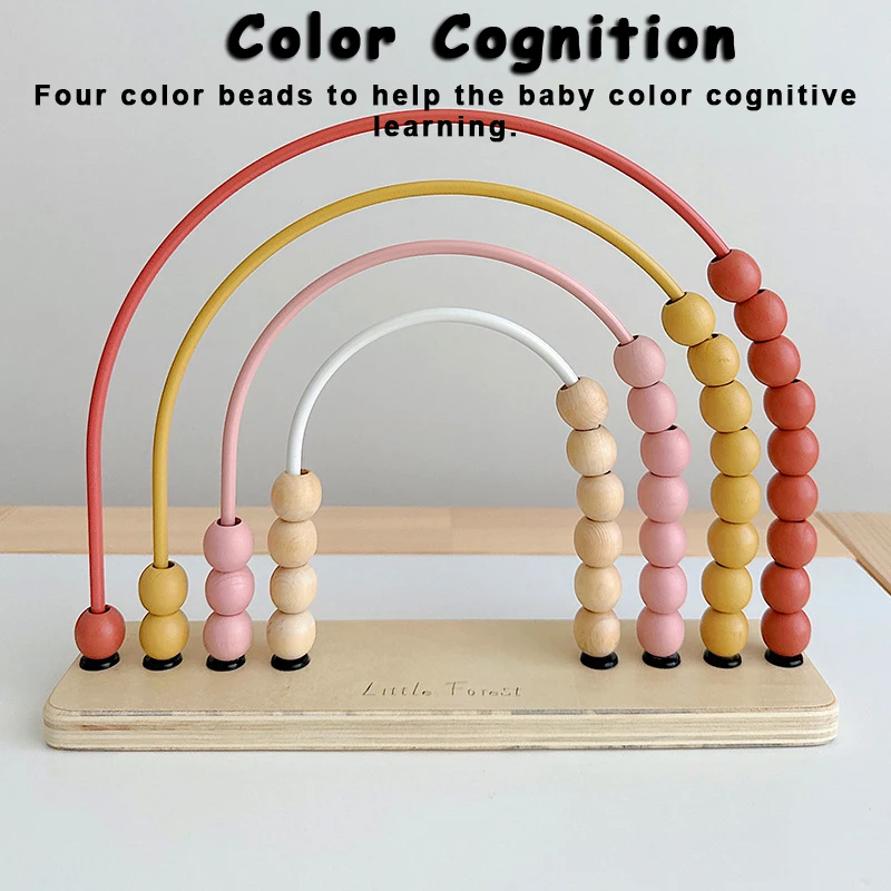 Wooden Account For Children Counting Learning Toys Numbers Arithmetic Calculation Rainbow Beads  Puzzle Montessori Education Toy 3