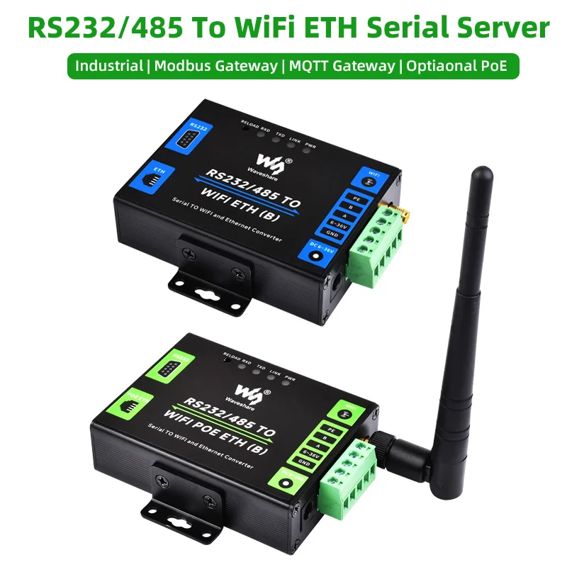 Modbus Mqtt Gateway Metal Case Opcional Servidor Poe Série Industrial Rs232 Rs485 para Wifi