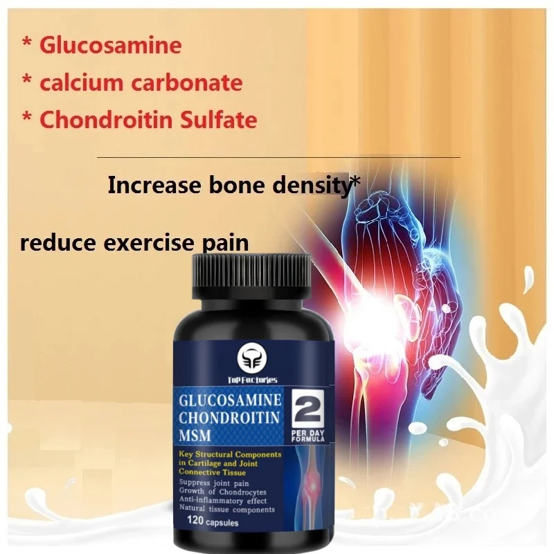 Top Factories Glucosamine Chondroitin MSM 120 Capsules for Joint Knee Immune Support NonGMO GlutenFree