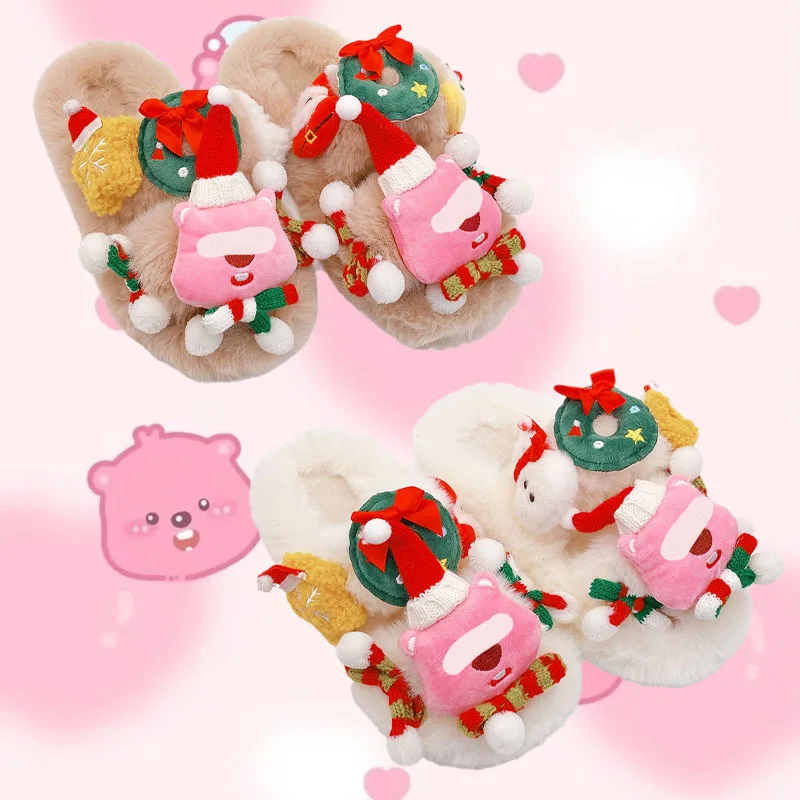 

Winter Cartoon Loopy Slippers Cute Beauty Students Y2K Thickened Cotton Slippers Autumn Winter Fashion Indoor Plush Cotton Shoes