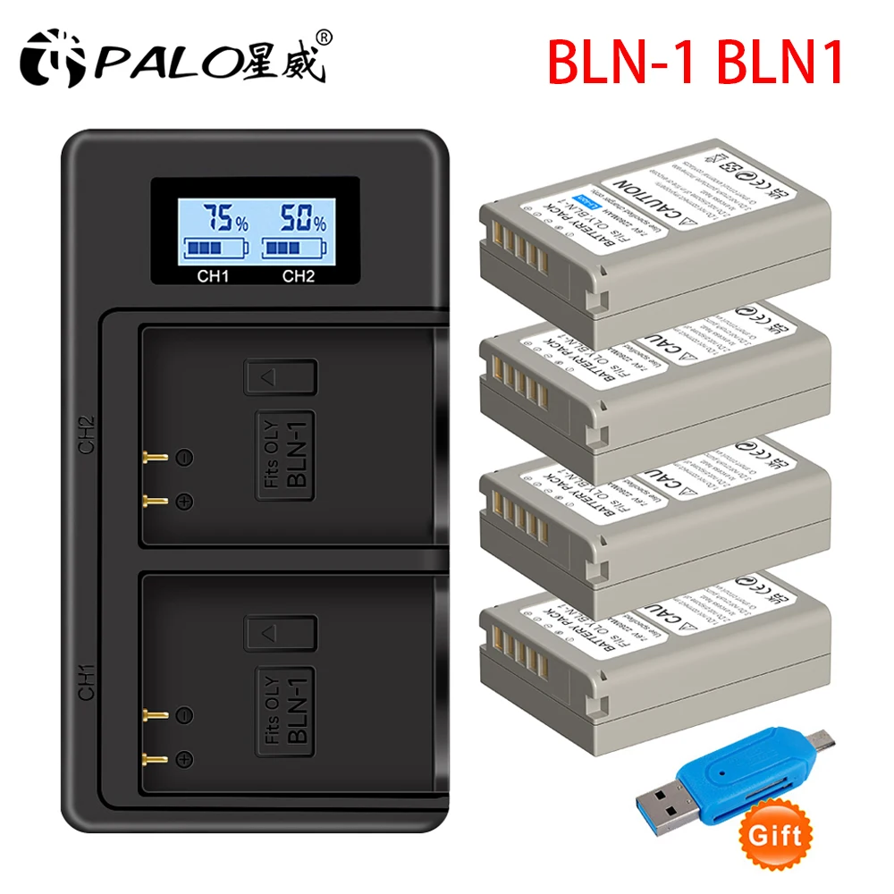 Bln1 Ps-Bln1 Batteria Psbln1 2280Mah Per Olympus Ps-Bln1 Bln-1 E-M5 Em5 Omd Om-D Em1 Ep5 Mark Ii Batterie + Caricatore Lcd Doppio Usb
