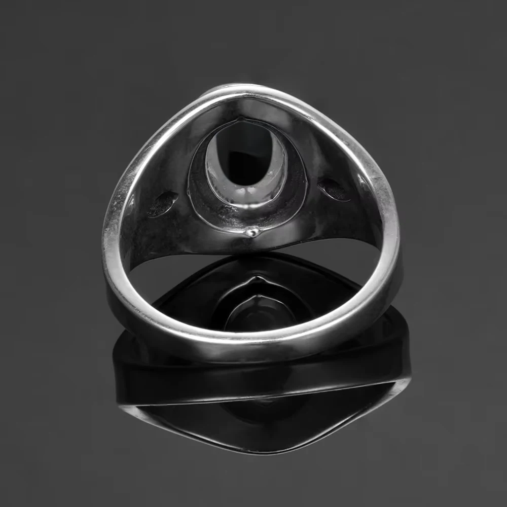 Silver Rings Sterling Silver 925 Vintage Rings Oval 8X10mm Rings Black Onyx Natural Fine Jewelry For Men Women Rhodochrosite