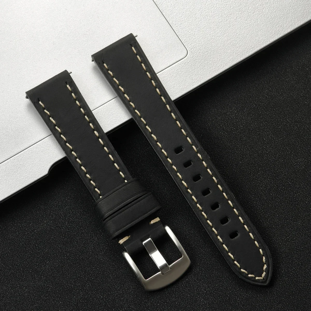 Premium Leather Watch Strap, Soft and Versatile Wristband, 20mm/22mm Width