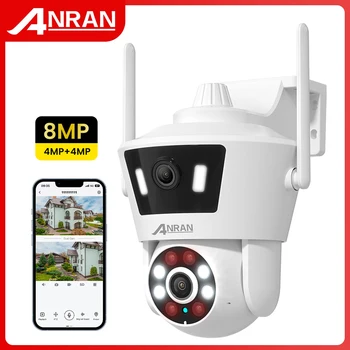 Dual Lens Wifi Camera 4MP+4MP Security Camera Dual Live View Home Protection Color Night Vision Two Way Audio PIR Detection 1