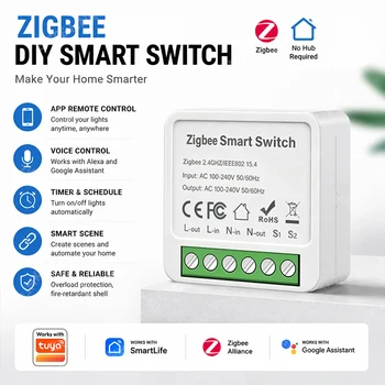 Mini Interruttore Intelligente 16A Zigbee, Relè Wireless Bidirezionale, Modulo di Controllo Temporizzato tramite App Smart Life, Compatibile con Alexa e Google Home