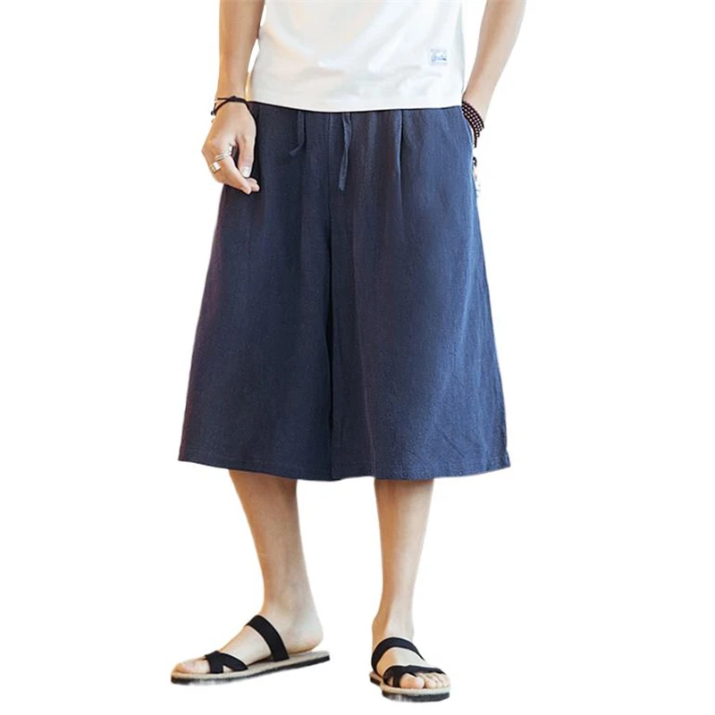 Men's wide leg Crotch Harem Pants 5XL 6xl 7xl Summer cotton linen Trousers Plus Size Male streetwear Pants black white gray red wide leg pants