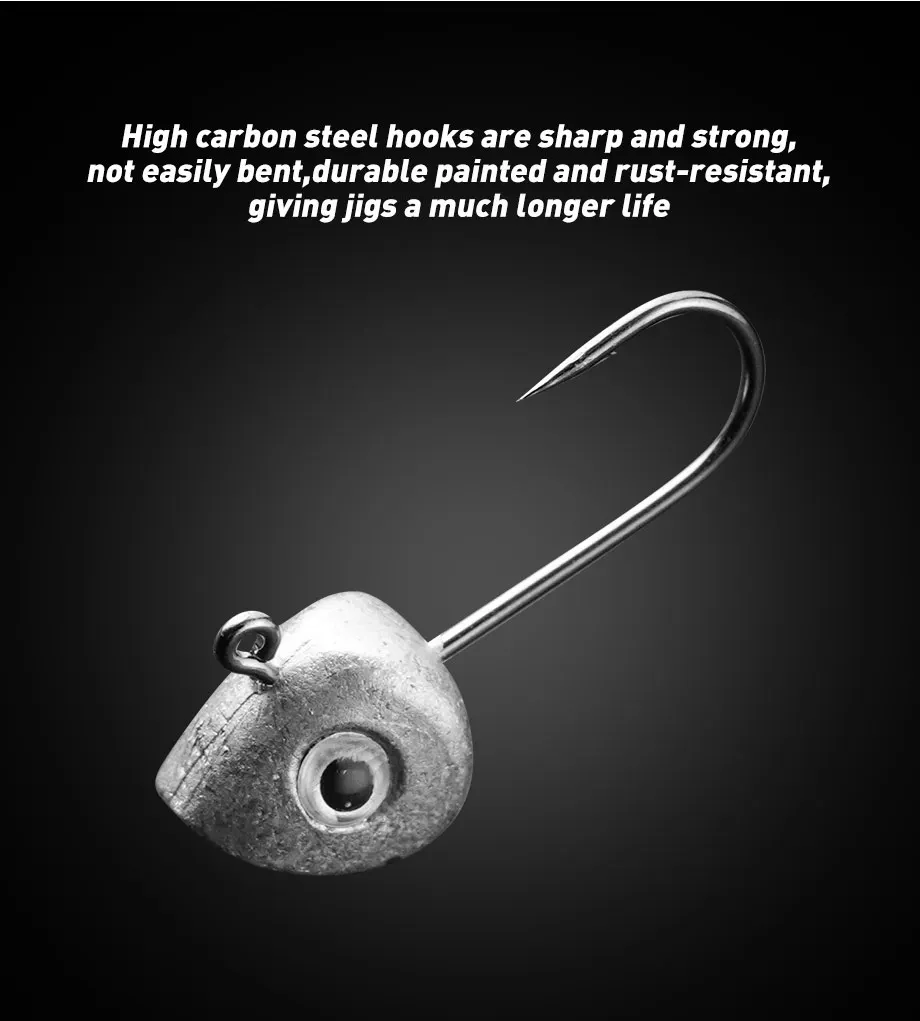 Description Picture 6 of item10pcs Mini Jig Head Hook 3D Eyes 0.5g 1g 2g 3g 4g 5g Bass Crappie Fishing Jig Hooks Soft Lure Worm Fishing Lure Hook