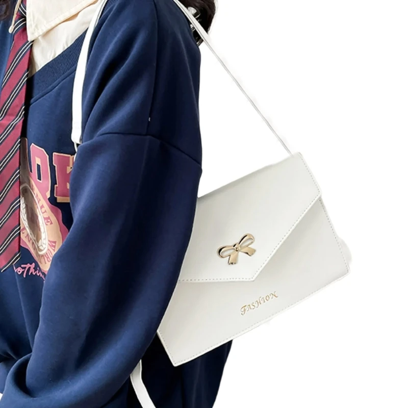 Womens Envelope Handbag PU Leather Bow Crossbody Bag JK Uniform Shoulder Bag E74B