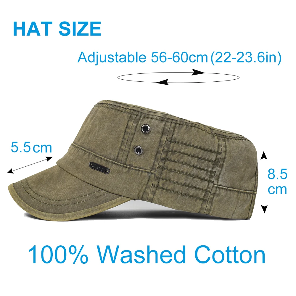 Four Seasons Washed Cotton Flat Caps Men Women Military Vintage Flat Top Hat flat cap flat vintage cap cap hat