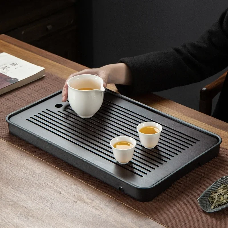 Portable Bamboo Tea Tray 1Pcs Small Household Simple Kung Fu Set Drainage Storage Drainage Dry and Wet Dual Use tea tray
