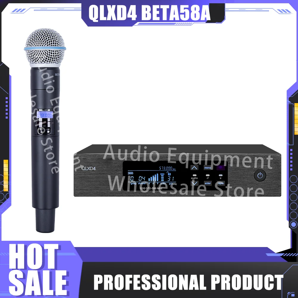 

QLXD4 BETA58 1 Channel wireless metal microphone QLXD4 system UHF TOP Quality Handheld BETA58A MIC for karaoke Stage Performance