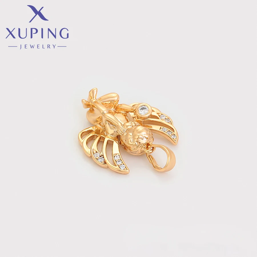 Biżuteria Xuping nowy przybyły chłopiec wisiorek w kształcie skrzydła religii z łańcuszkiem charms w kolorze złota naszyjnik kobiety dziewczyny ekskluzywny prezent