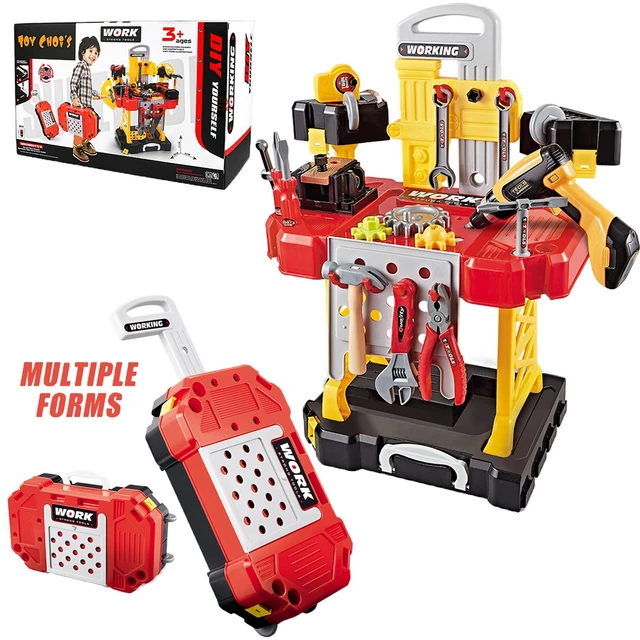 TOY CHOI'S Pretend Play Workbench Toy Tool Set 82 Pieces Construction Kit Outdoor Travel Preschool Gift for Kids Boys Girls 1