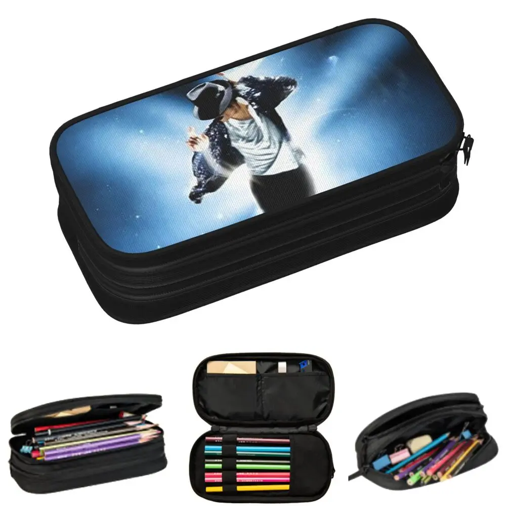 Michael Jackson Musicians Singers Dancers Pencil Cases for Student School Pen Box Pencil Bag Large Capacity Pencil Pouch Storage
