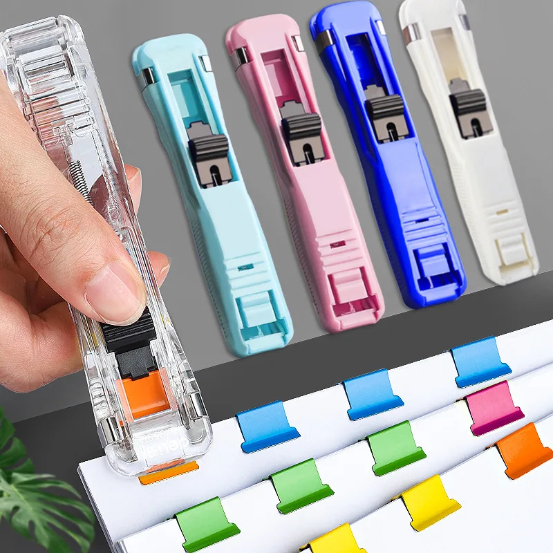 Push Clip Stapler Staple Remover Binder Push Clamp Tape Dispenser Paper Clips Office Supplies Set Desktop Stapler Office push stapler staple remover