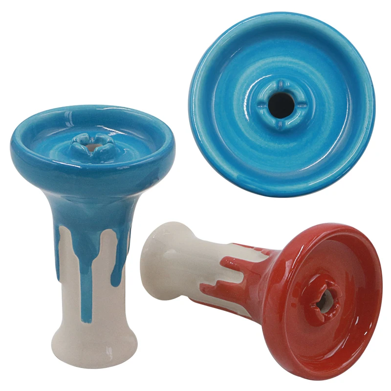 SY 1pc One Hole Colourful Ceramic Hookah Bowls Shisha Flavors Tobacco Water Pipe Charcoal Holder Smoking Accessorie