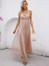  Simplee Mesh backless pink lace women blue party long dress summer Elegant v-neck even maxi dresses Sexy split long vestido 2022 