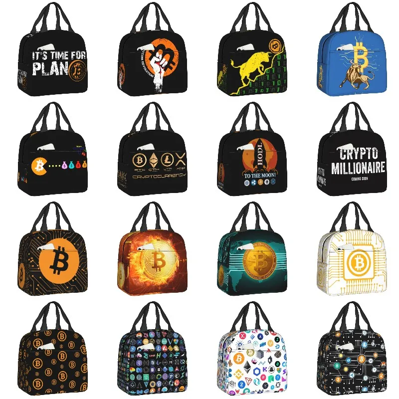 

It's Time For Plan Bitcoin Lunch Bag Women Cryptocurrency Blockchain Portable Cooler Thermal Insulated Lunch Box School Food Bag