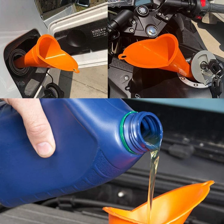 Embudo de vástago largo para coche, herramienta de llenado de combustible de gasolina y aceite, antisalpicaduras Embudo de plástico, herramienta de repostaje de motocicleta, accesorios para automóviles, 5/1 piezas