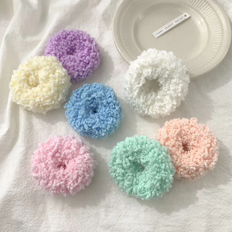 Luminous Plush Hair Ties for Women Girls Solid Elastic Hair Rubber Bands Ponytail Holder Ladies Hair Gum Rings Accessories ruoshui woman solid scrunchies hair rings girls hair ties ladies hair accessories headwear hair ornaments hairband tiara