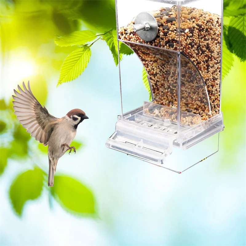 Acrylic No Mess Bird Feeders Automatic Parrot Feeder Drinker Food Container For Perch Budgerigar Parakeets Bird Cage Accessories bird feeder parrot feeder parrot feeding bowl bird water drinker