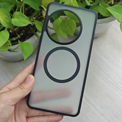 Magnetic Transparent Matte Hard Case - Shockproof Semitransparent Back Cover for OnePlus 13 (Matte Black)