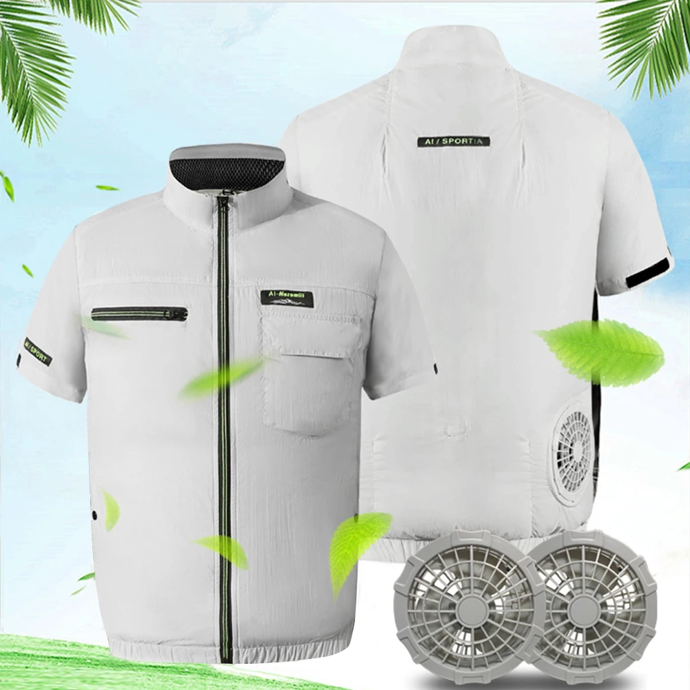 

Summer Vest Cooling Fan Air-conditioned Clothes With 2 Fan Breathable Ice Cooling Vest Men's Jacket For Climbing Fishing Hiking