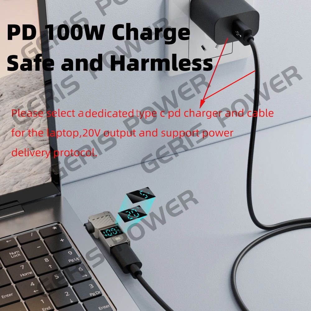 100W USB Type C Fast Charging Adapter Plug Connector Universal USB C to DC Laptop Charger Converter Lenovo Dell Asus Hp Acer